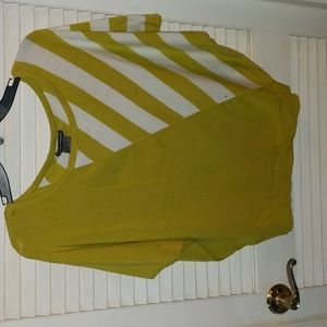 Green and white colorblock knit top